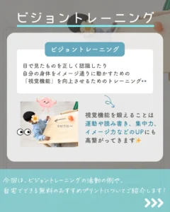 視空間認知を高めるビジョントレーニング。眼と手の協調性を養う専門的訓練